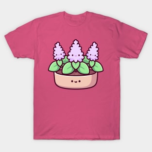 Kawaii Illustration of a Cute Hyacinth Houseplant in a Pot | Cute Kawaii Potted Plant Design T-Shirt